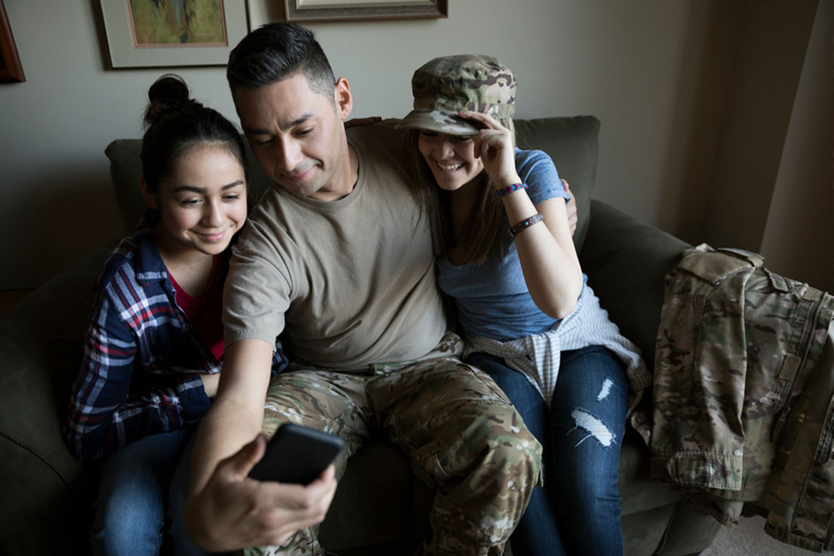 Soldier with family