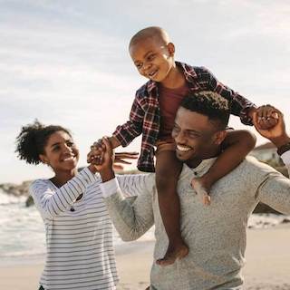 family on the beach